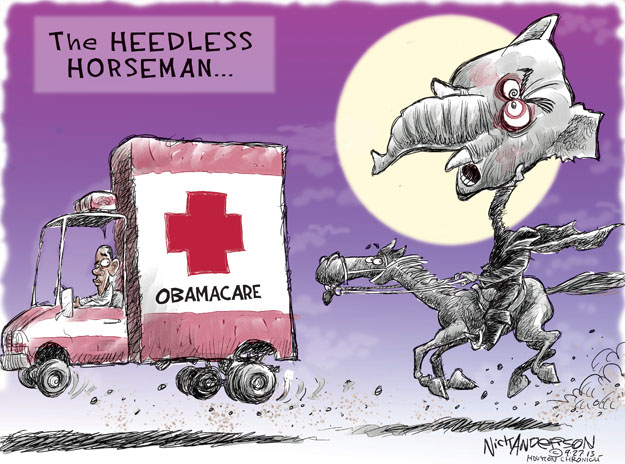 The heedless horseman � Obamacare.