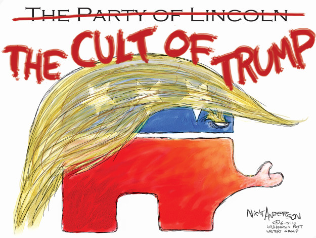 The Party of Lincoln (crossed out). The Cult of Trump. 
