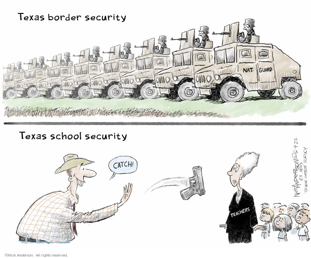 Texas border security. Nat. Guard. Texas school security. Catch! Teachers.
