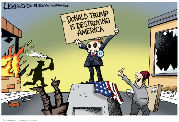 Donald Trump is destroying America. D
