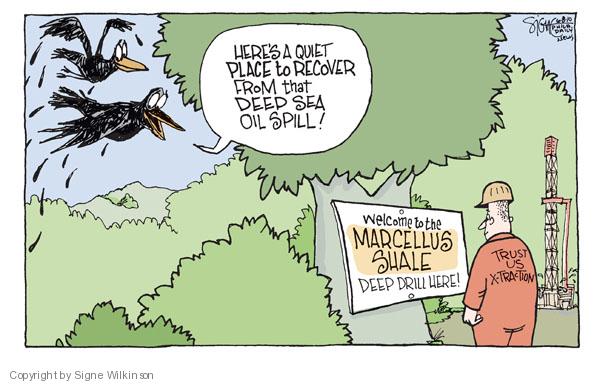 Heres a quiet place to recover from that deep sea oil spill. Welcome to the Marcellus shale. Deep drill here! Trust us x-traction.