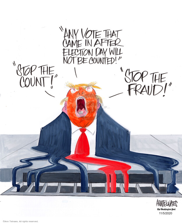 Stop the count! Any vote that came in after election day will not be counted! Stop the fraud! 