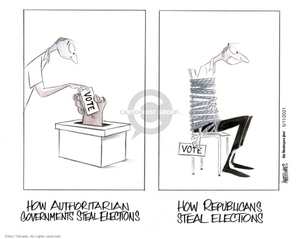 Vote. How authoritarian governments steal elections. Vote. How Republicans steal elections.

