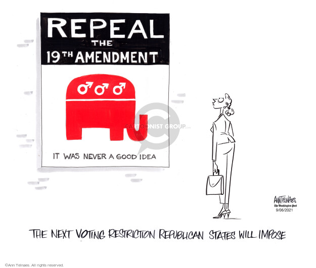 Repeal the 19th amendment. It was never a good idea. The next voting restriction Republican states will impose.
