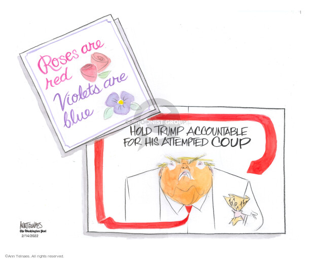 Roses are red. Violets are blue. Hold Trump accountable for his attempted coup.

